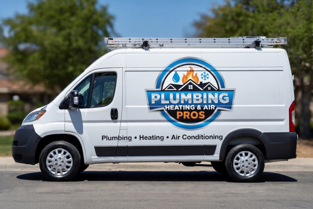 Local plumbing heating and air service van serving Cupertino