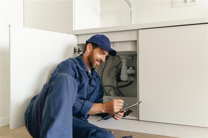 Residential plumber providing service in a Cupertino home